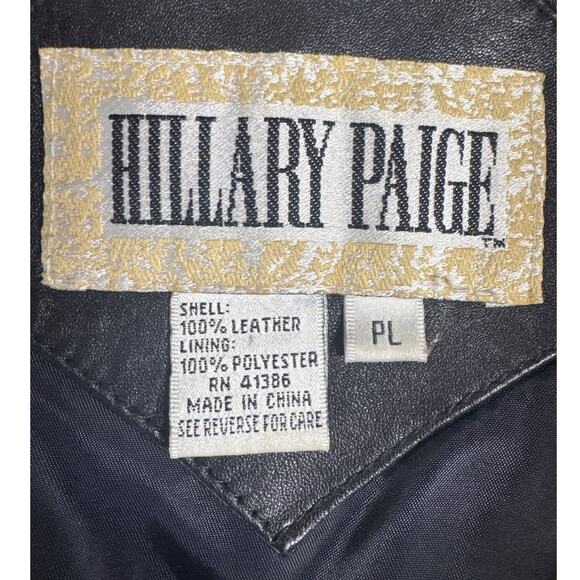 Hillary Paige Vintage 80s 90s 2 Gold Button Black Leather Trench Coat Women PL - Picture 7 of 7